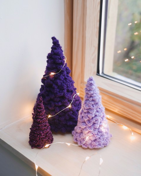 Picture of Knitted Christmas Trees - Purple Set