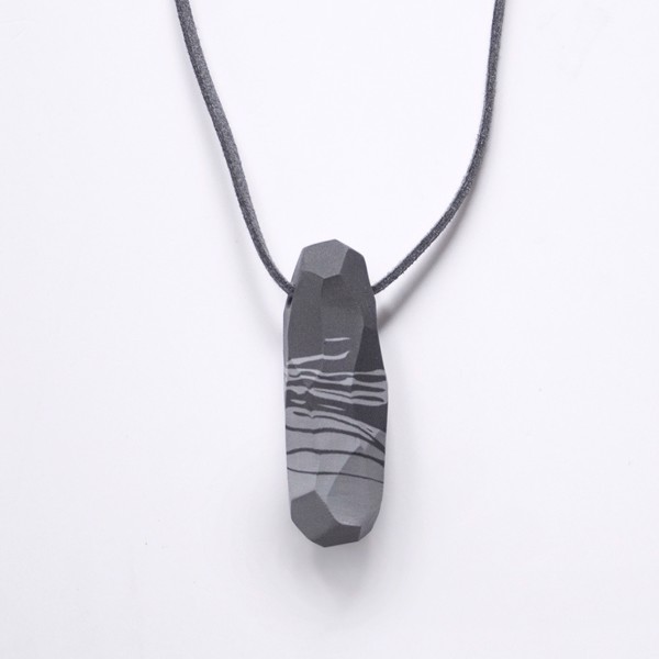 Picture of Grey Marble Long Necklace 'Stones'