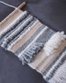 Picture of Weaving Wall Hanging - cotton, wool and wood grey tapestry