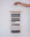 Picture of Weaving Wall Hanging - cotton, wool and wood grey tapestry