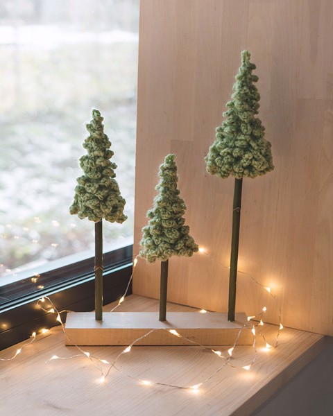 Picture of Light Green Christmas Trees with wooden base