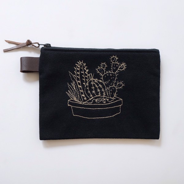 Picture of Embroidery Cactus Terrarium Zipper Pouch