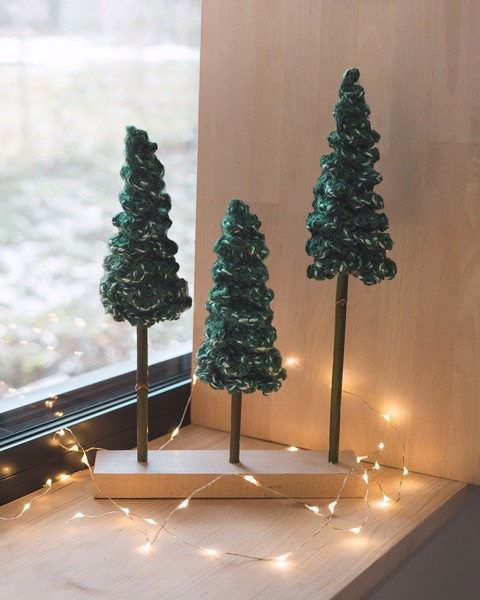 Picture of Dark Green Christmas Trees with wooden base